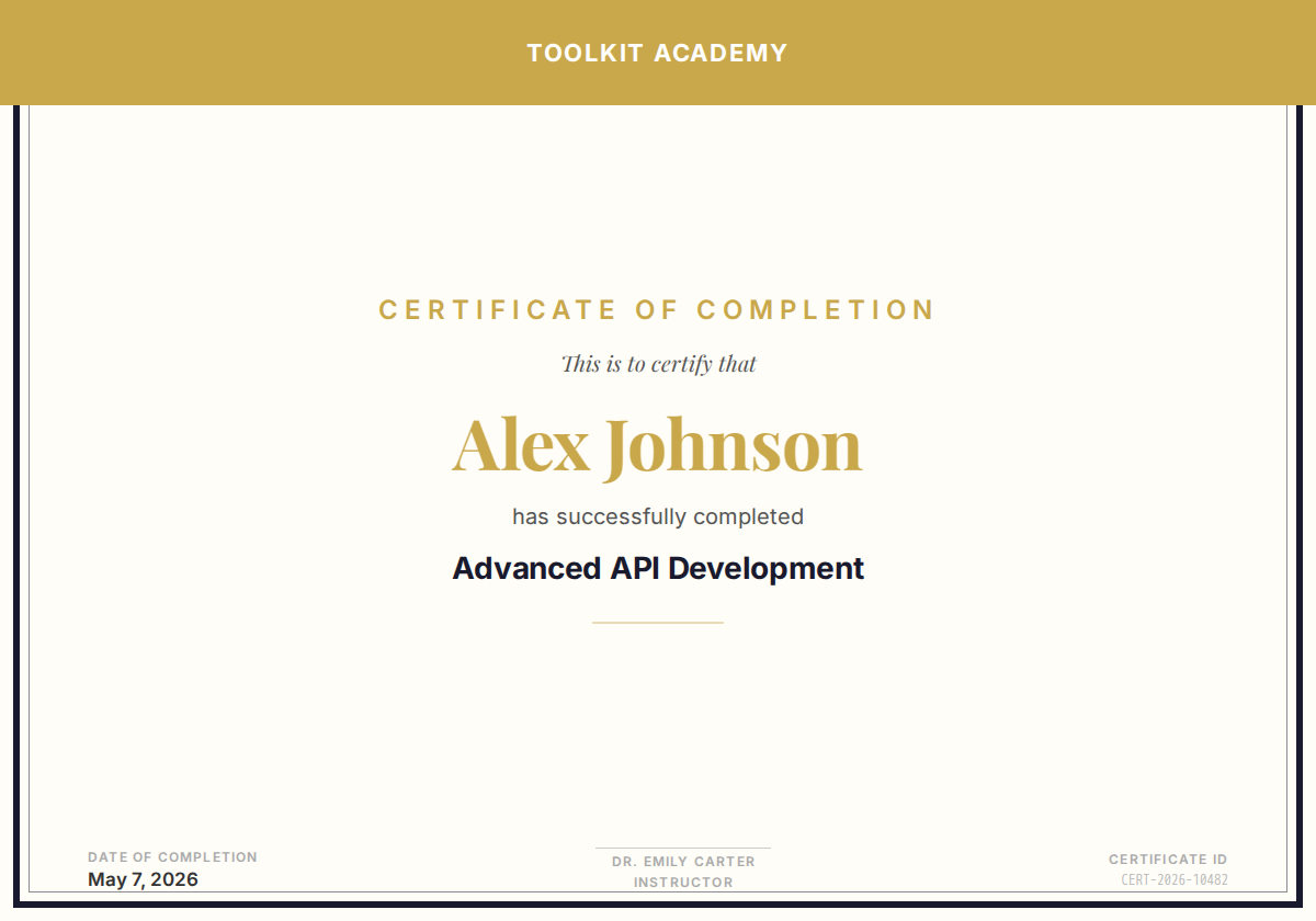 Achievement Certificate Card preview