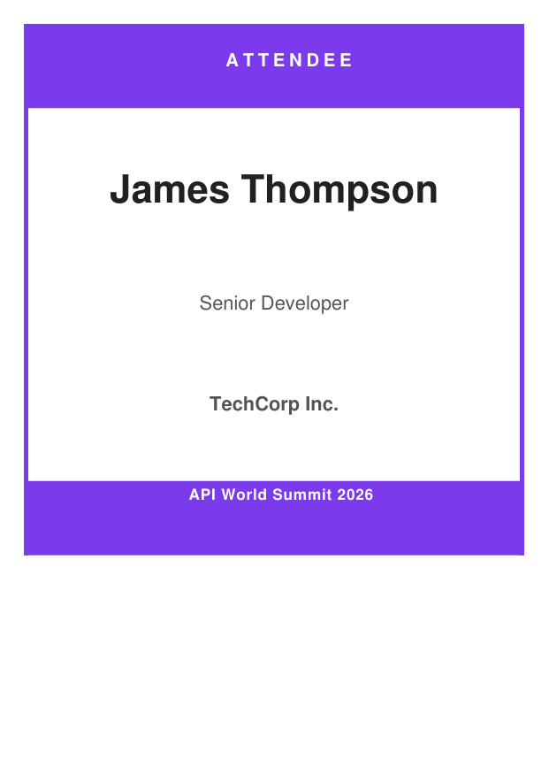 Conference Name Badge preview
